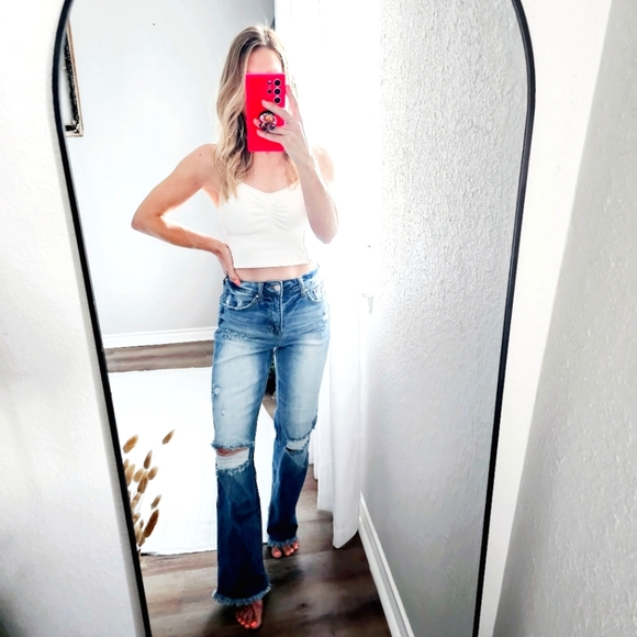 RISEN HR Medium Wash Straight Fit Distressed Denim Jeans Stretch Various NEW - Picture 2 of 15